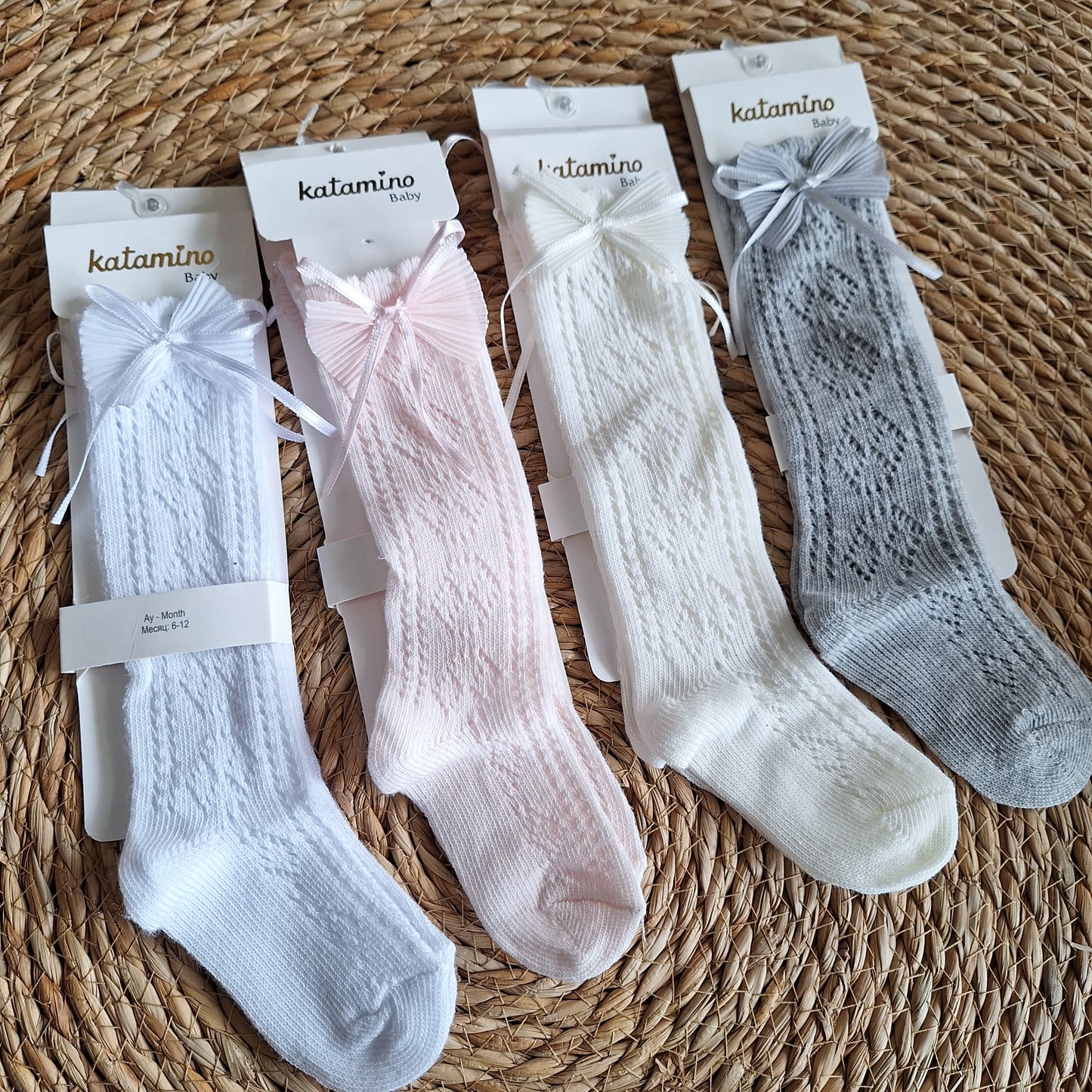 BOW knee high socks - 1 pair