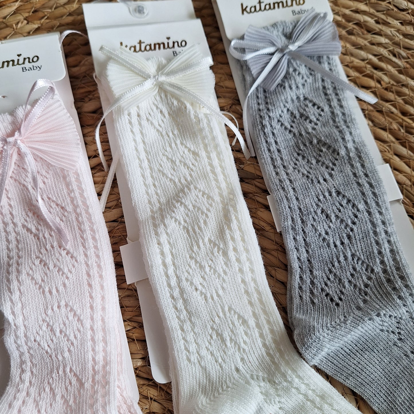 BOW knee high socks - 1 pair