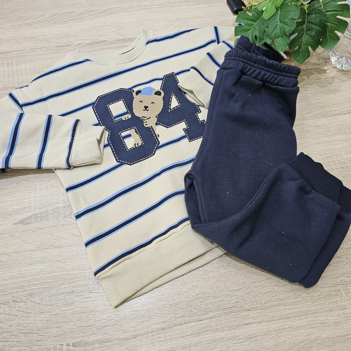 84 bear navy fleece set