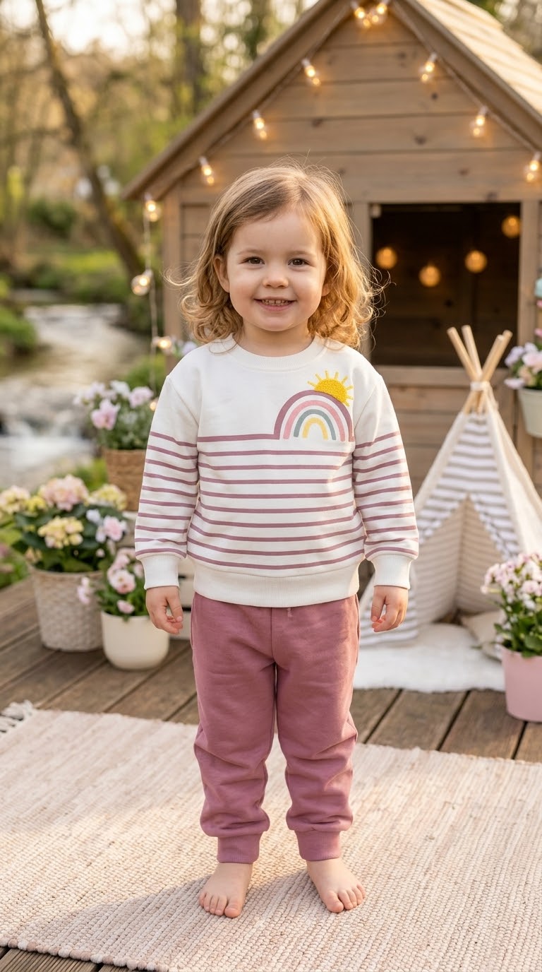Rainbow pink fleece set