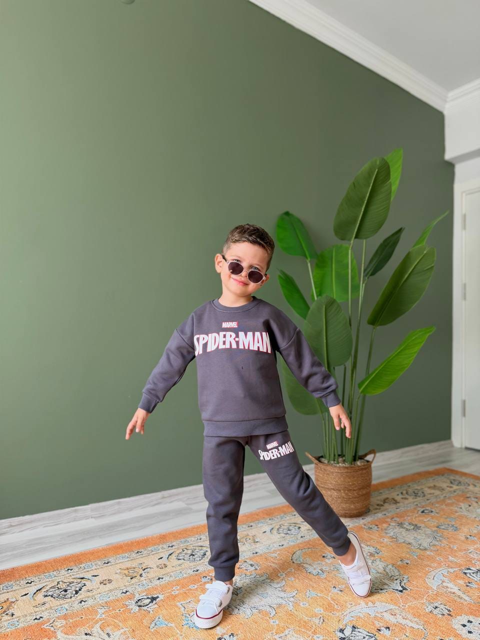 Spider man marvel grey fleece set