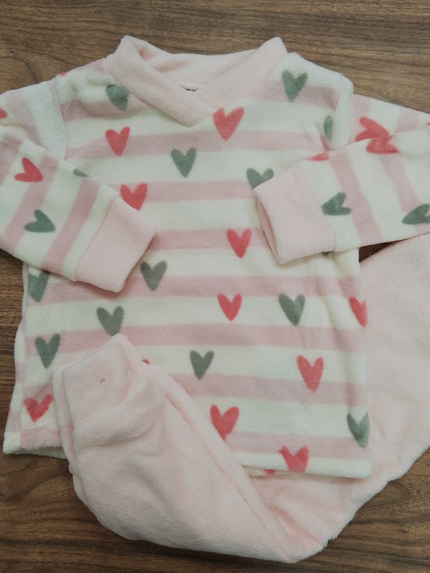 Hearts pjs pink - fleece