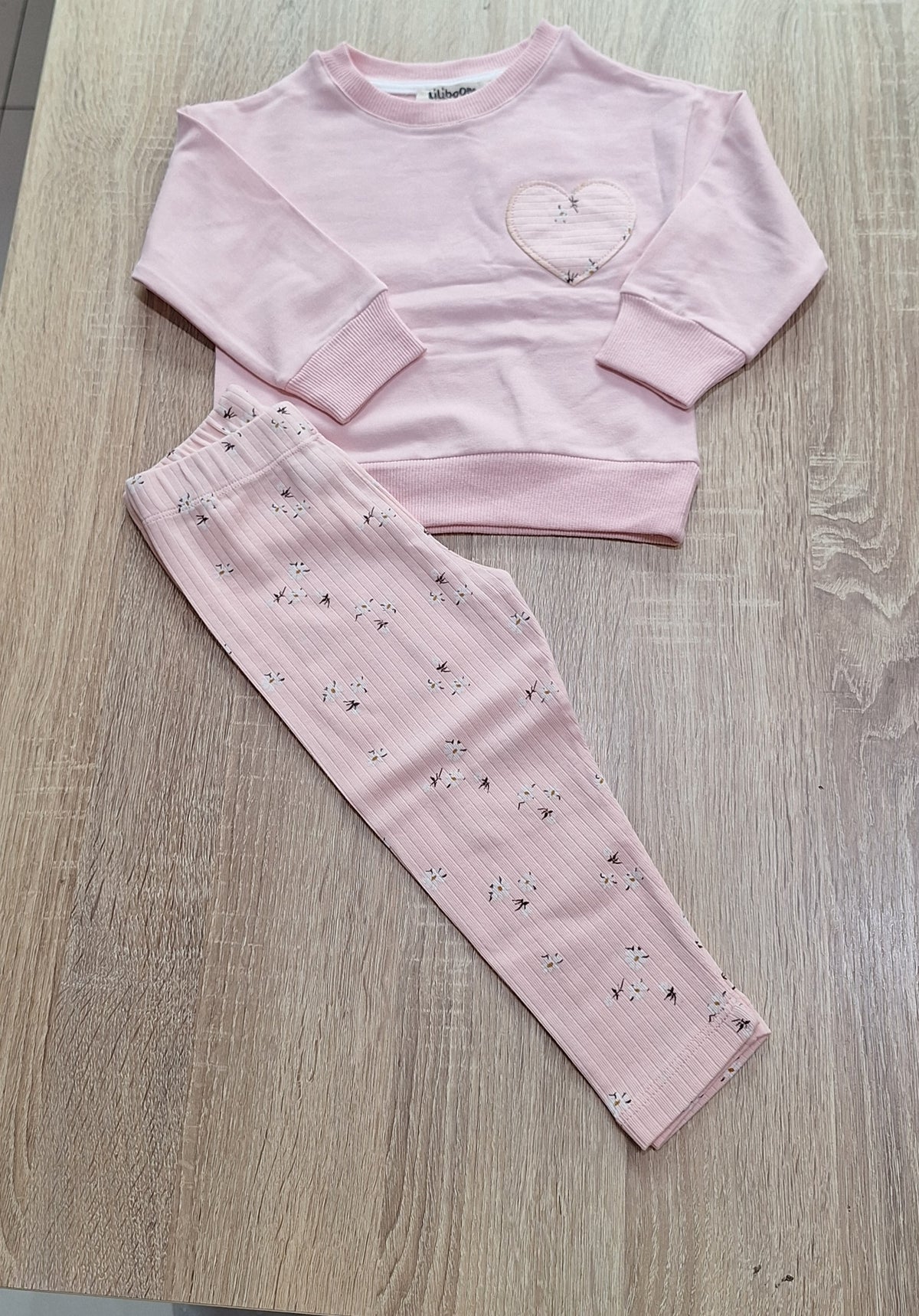 Heart flowers pink cotton set