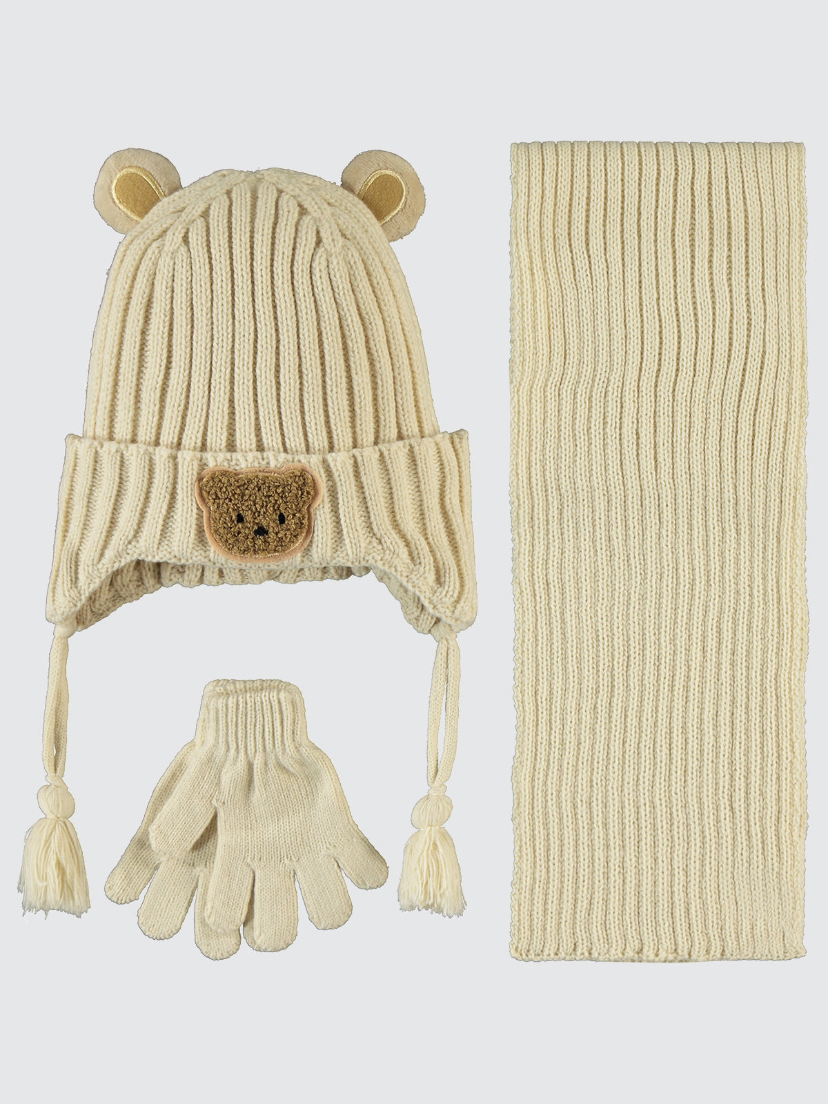 Nude bear (2-5 years) - Scarf,beanie & gloves
