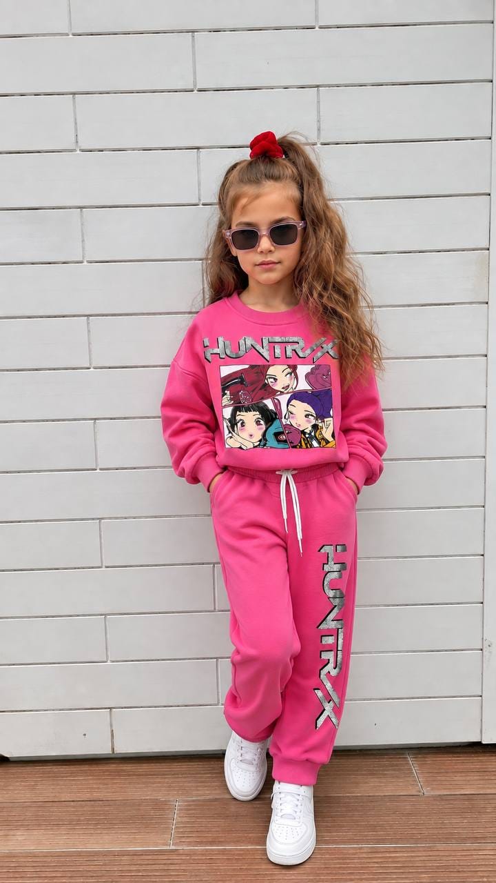 Pink huntrix fleece set