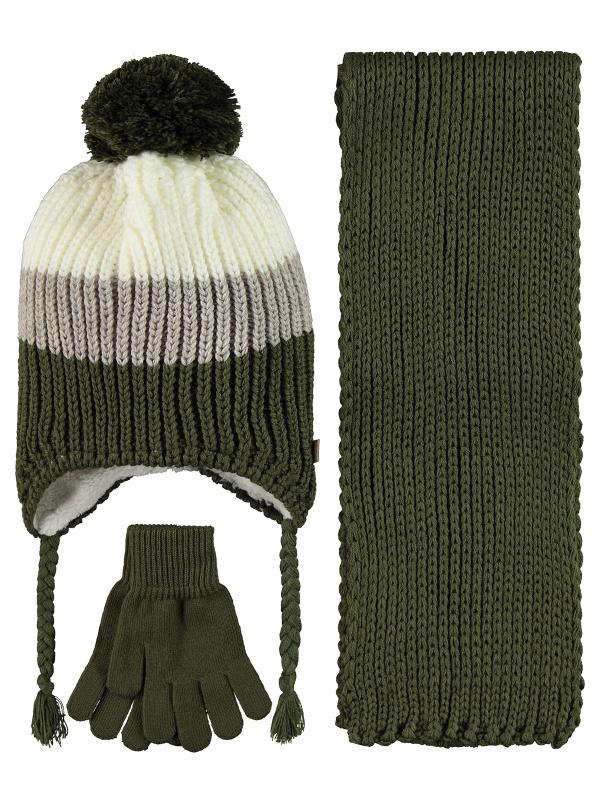 Khaki (6-9 years) - Scarf,beanie & gloves