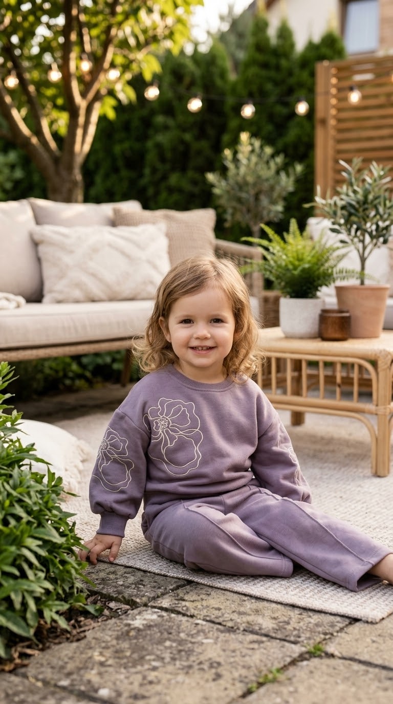 Big flowers purple fleece set