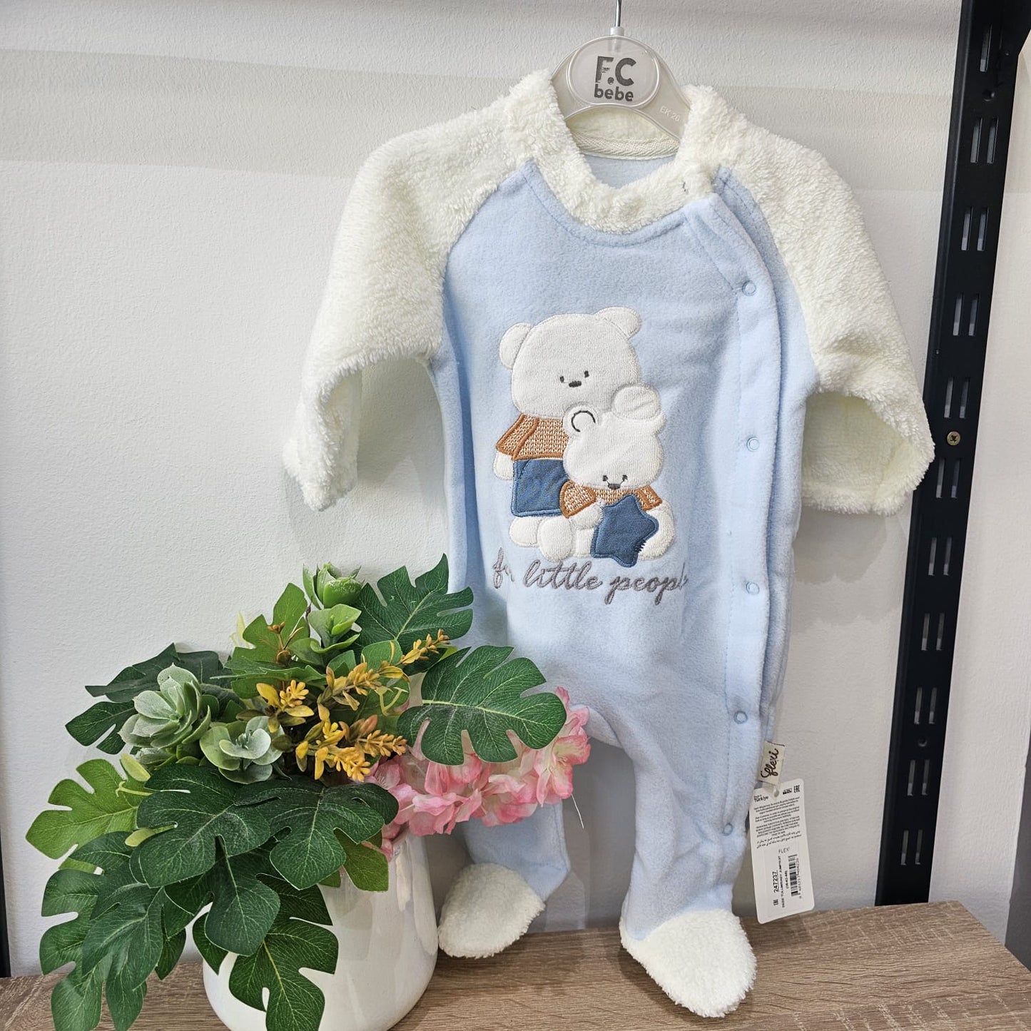 For little people blue - velvet overall