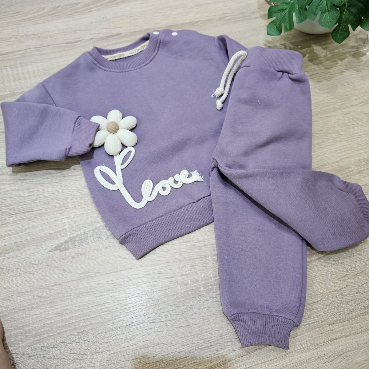 Love flower purple fleece set