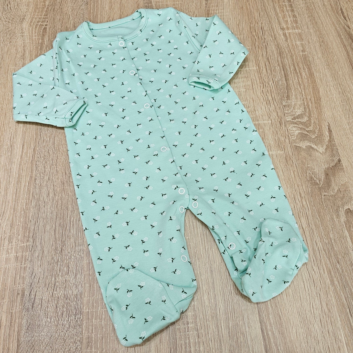 Green flower cotton overall