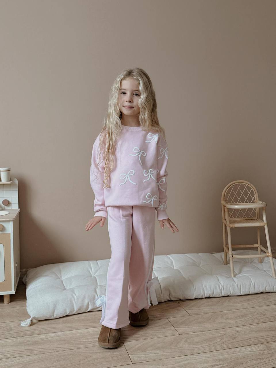 Bows pink - fleece set