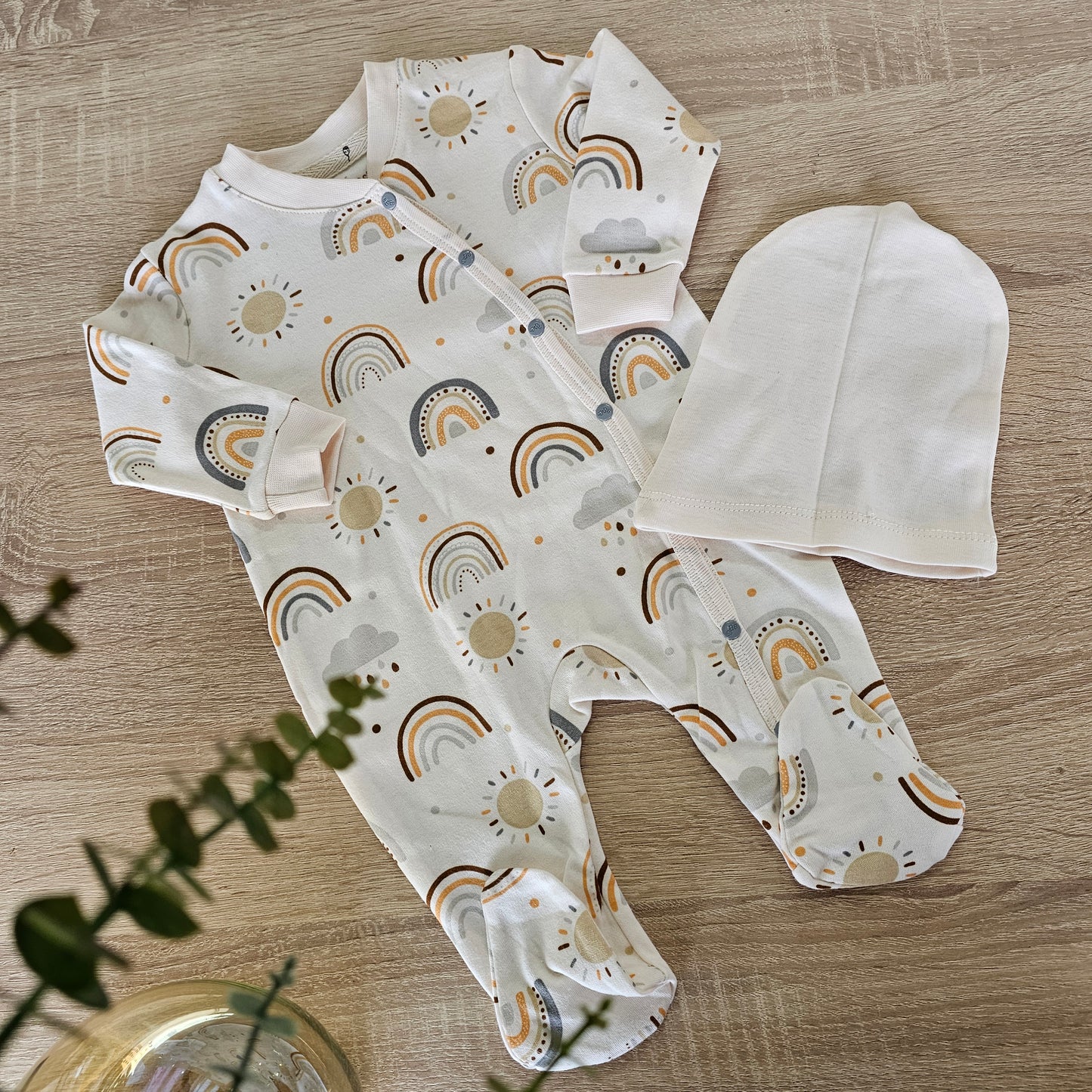 Rainbow cotton overall & hat