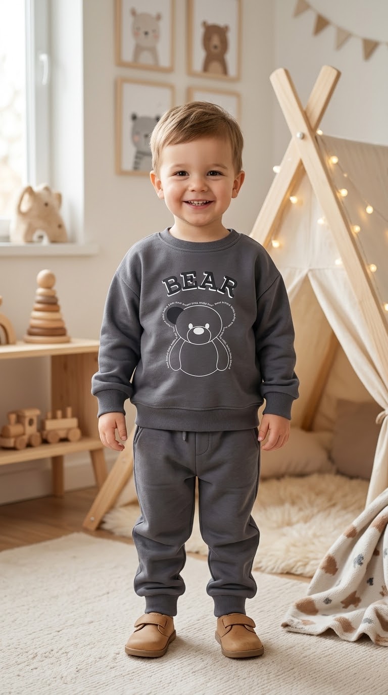 Big bear dark grey fleece set