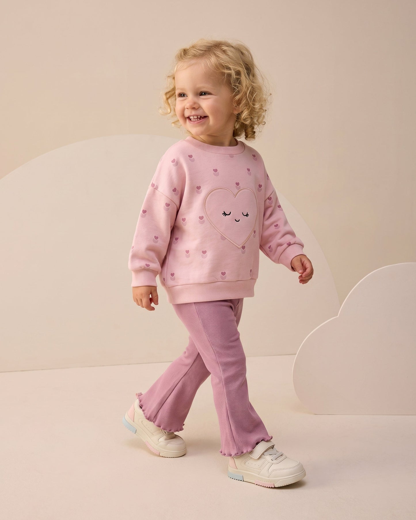 One pink heart - cotton set