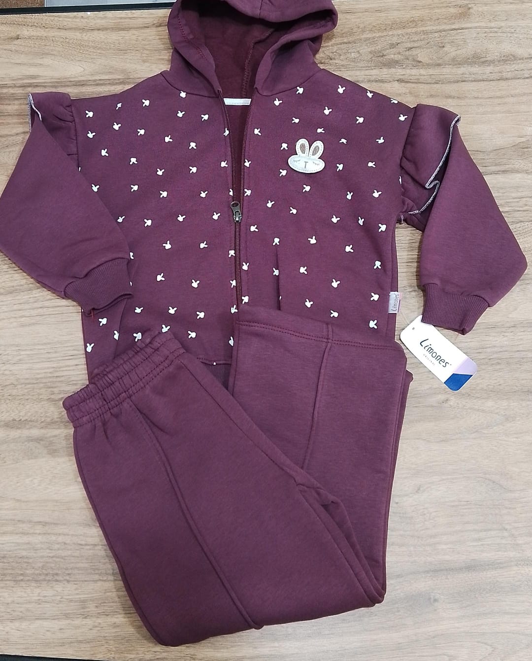 Mini rabbit set flecce Burgundy