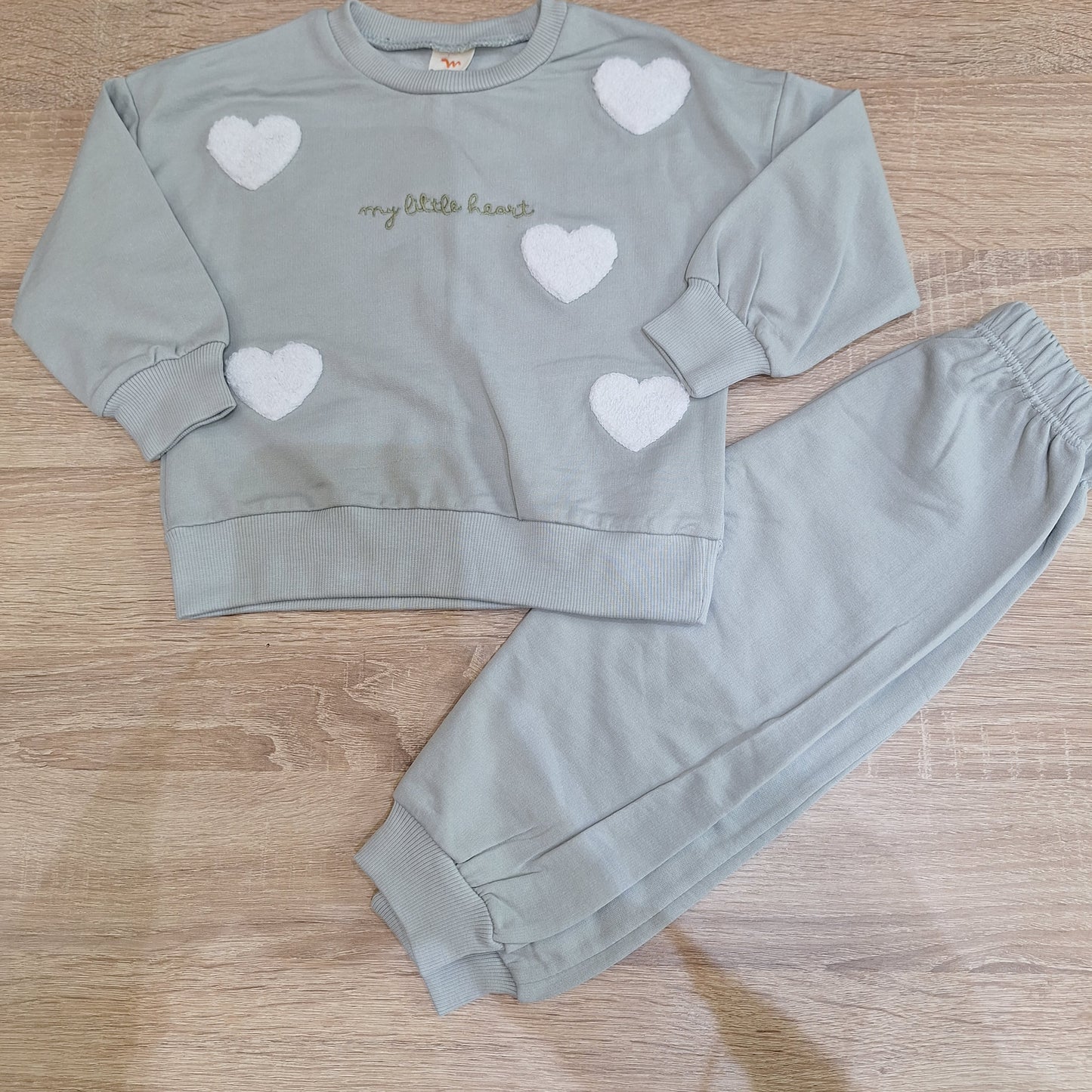 Set cotton my little heart grey