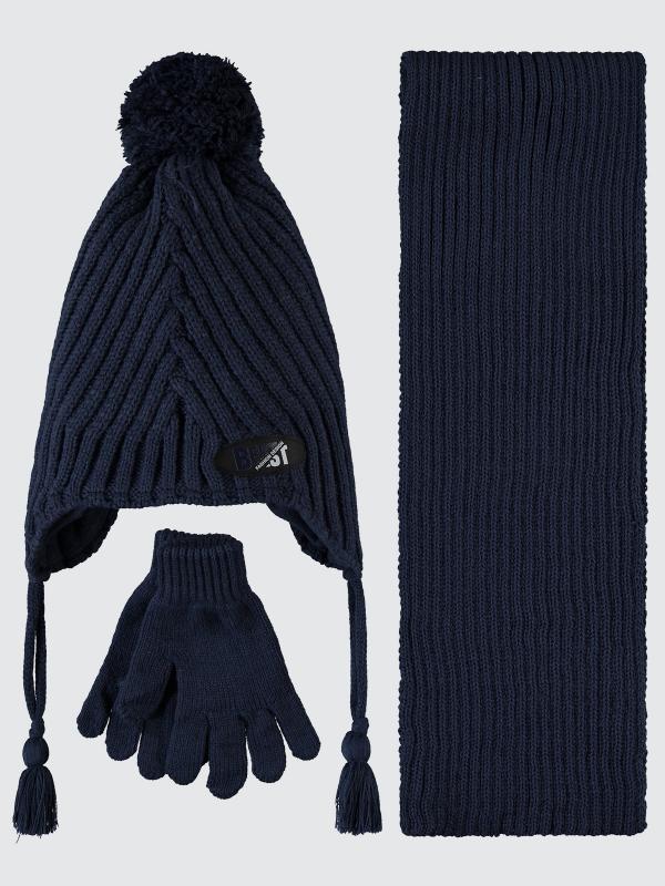 Navy (6-9 years) - Scarf,beanie & gloves