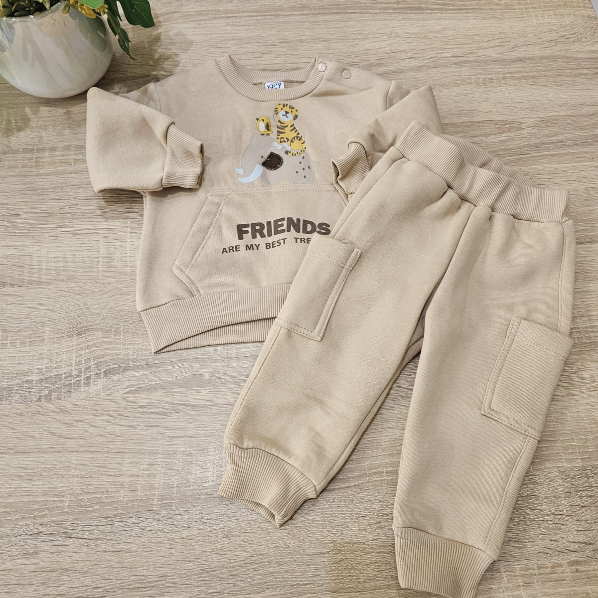 Friends are my best beige fleece set