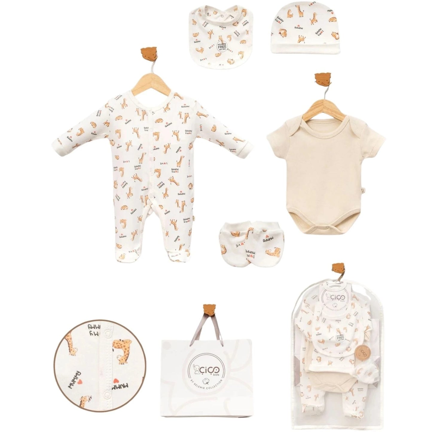 Giraffe unisex - 5 pieces overall set