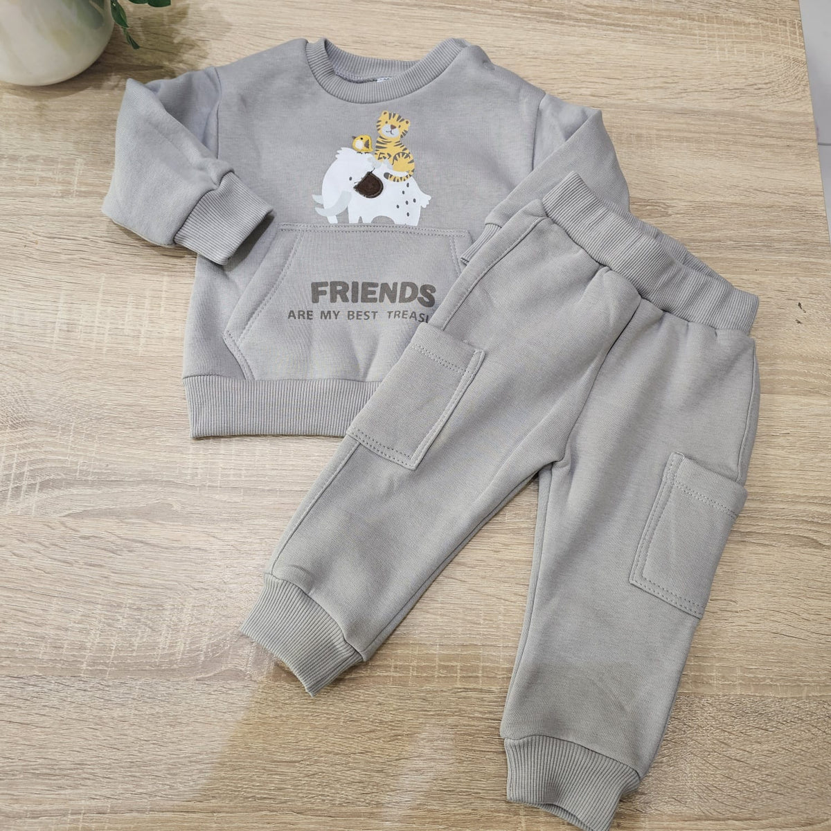 Friends are my best grey fleece set