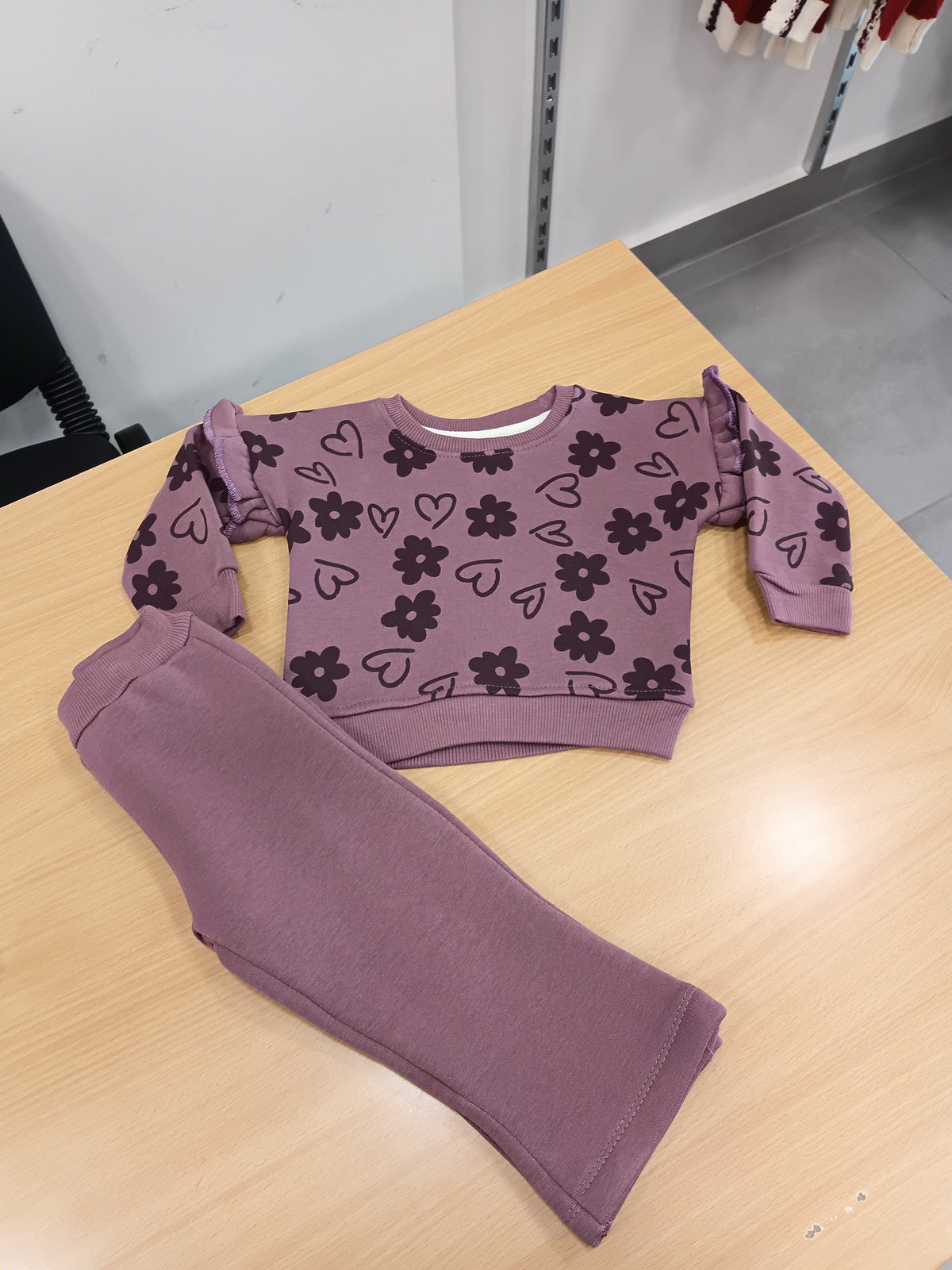 Purple heart flower - fleece set
