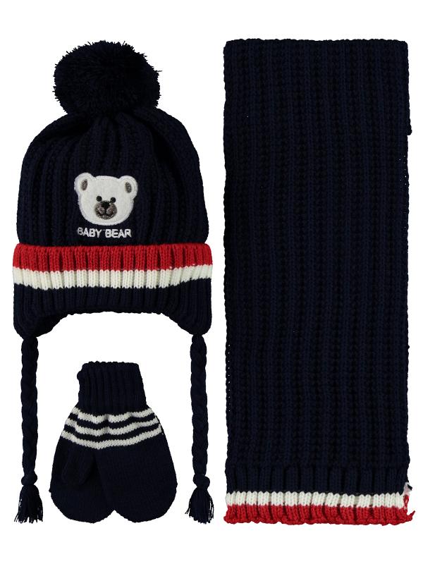 Black bear (0-24 months) - Scarf,beanie & gloves