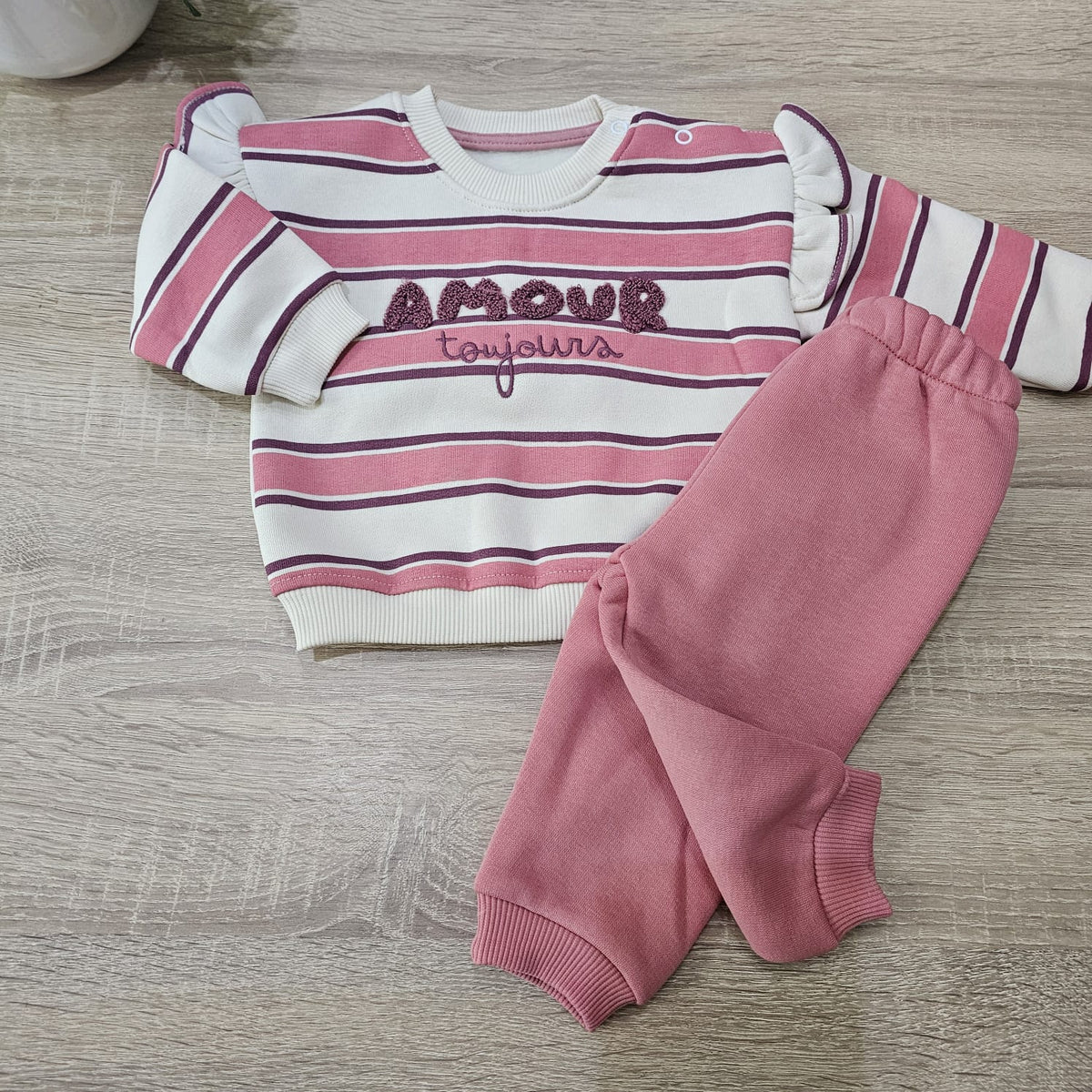 Toujours amour pink fleece set