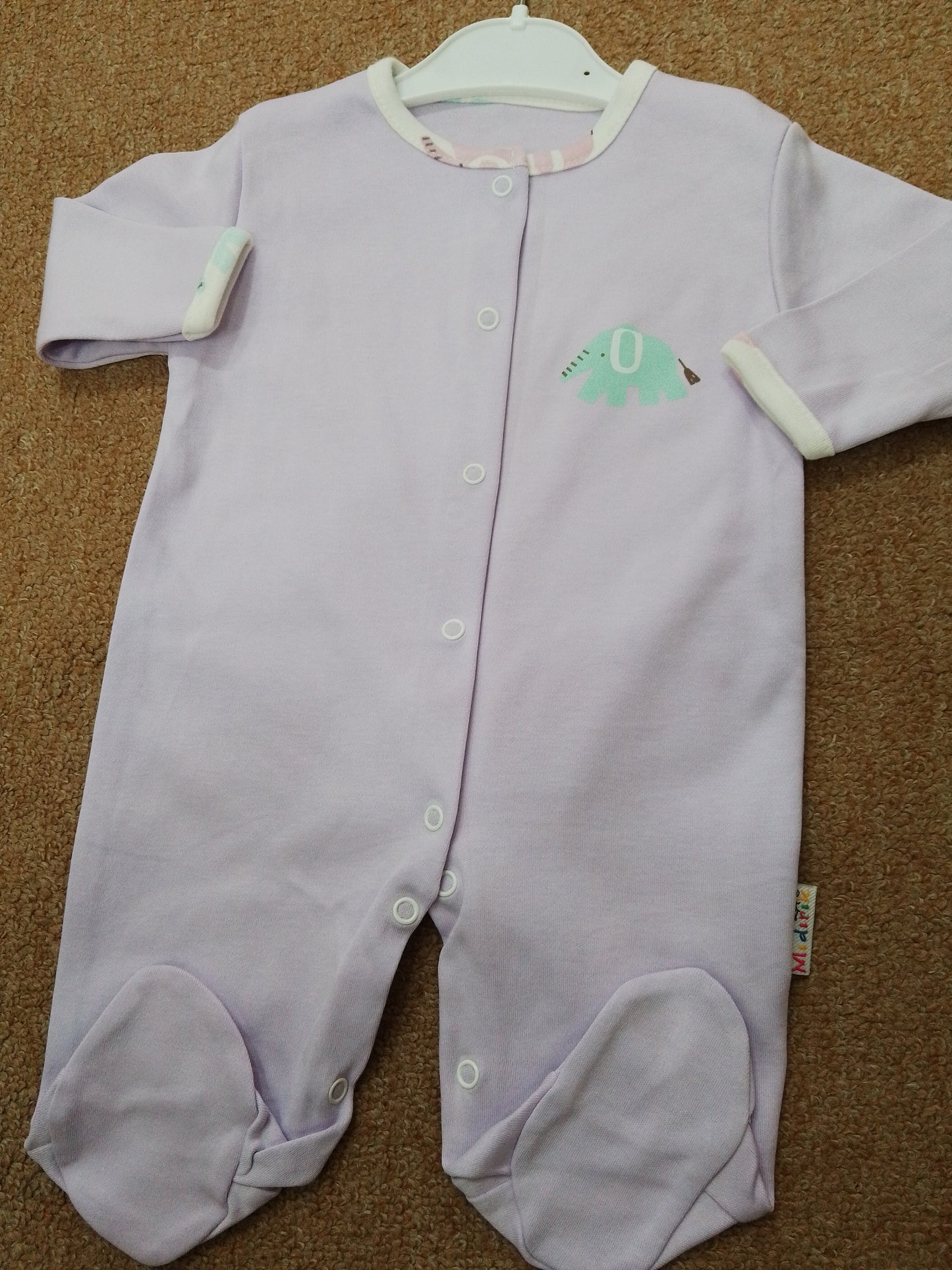 Purple elephant cotton overall