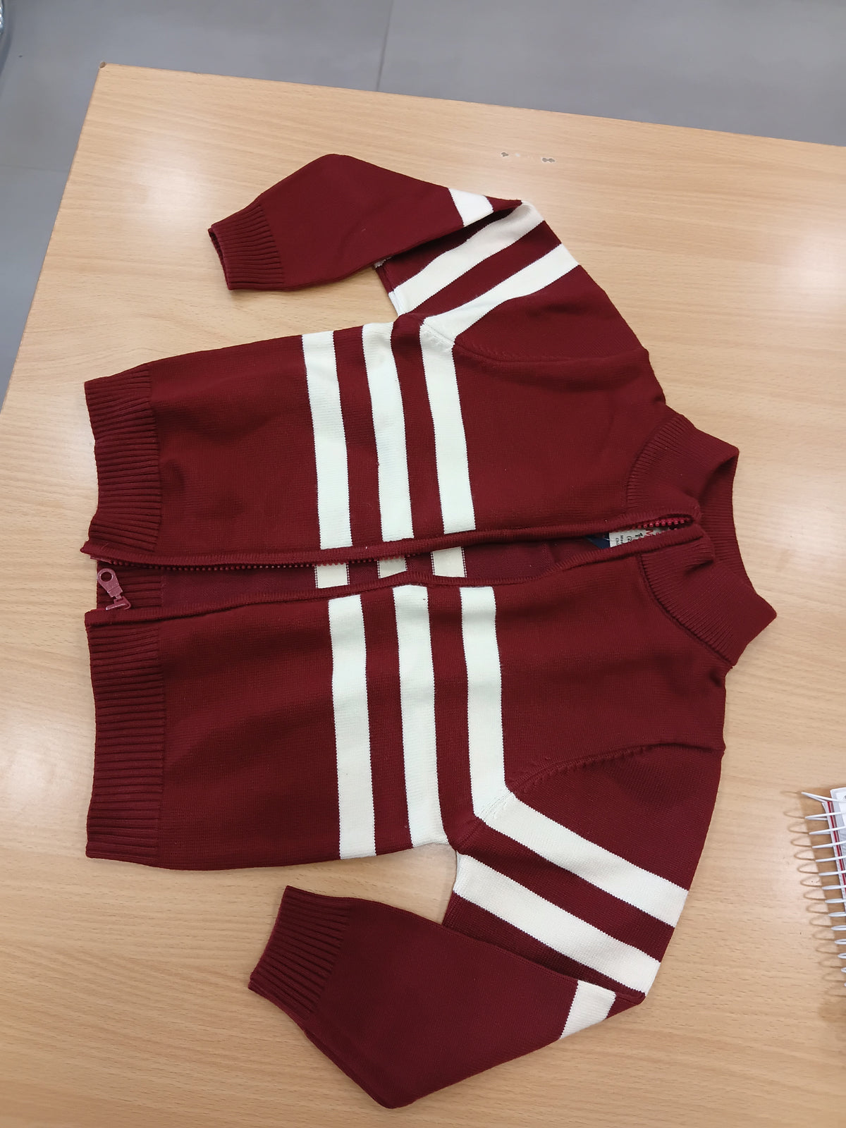 Burgundy and white jacket