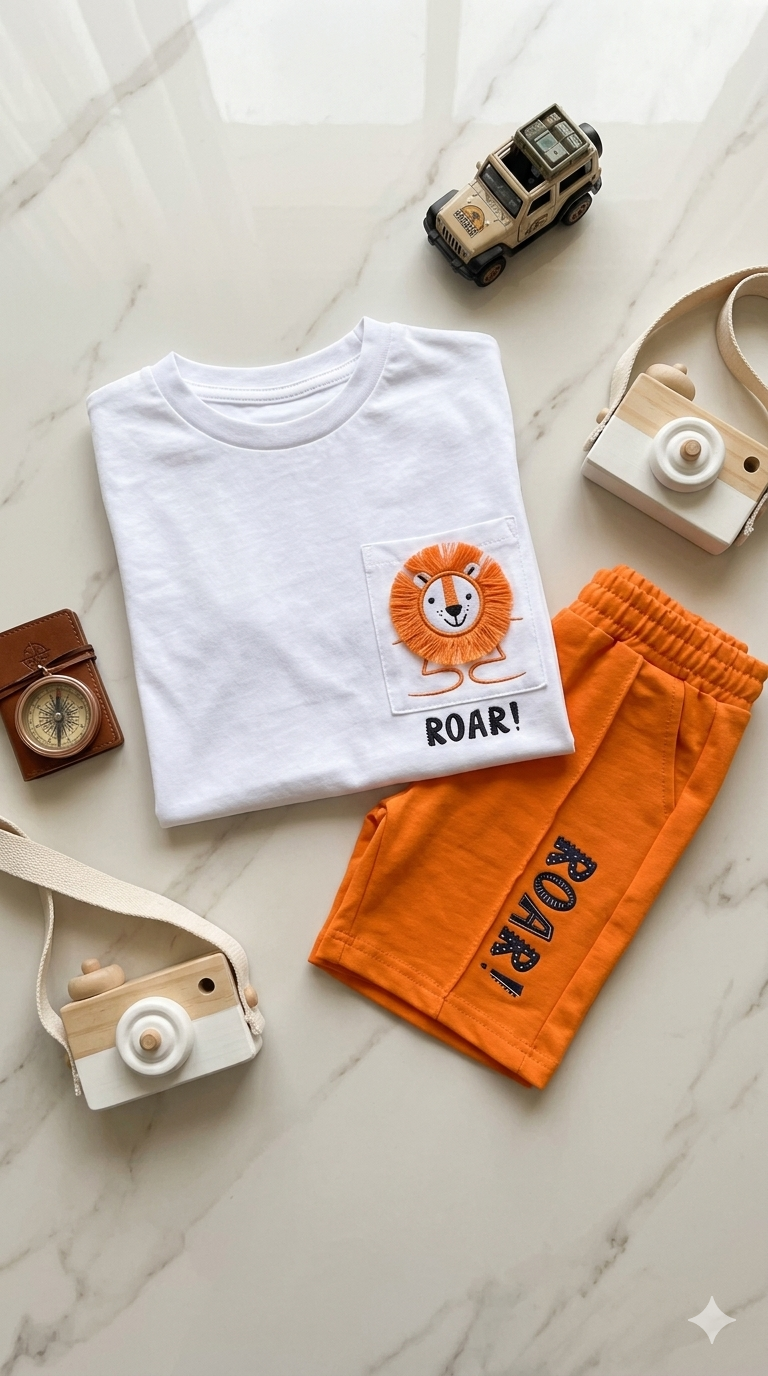 Cotton set lion roar orange_alg
