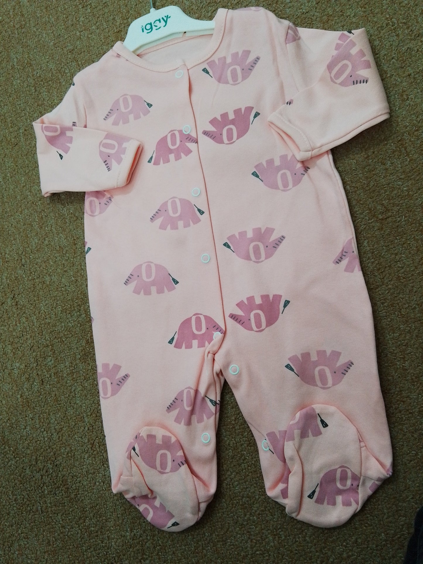 Pink elephant cotton overall
