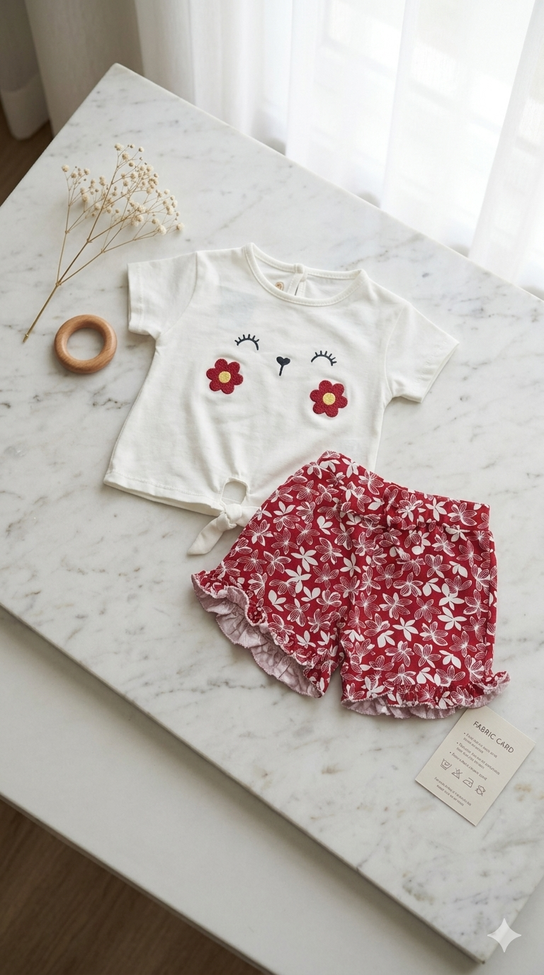 Set cotton eyes red short