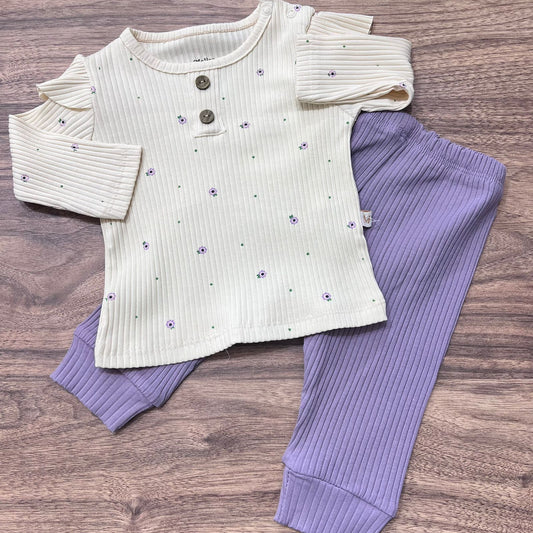 Flowers purple - cotton set