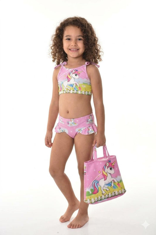 Multi unicorn swimsuit - 3 pieces set