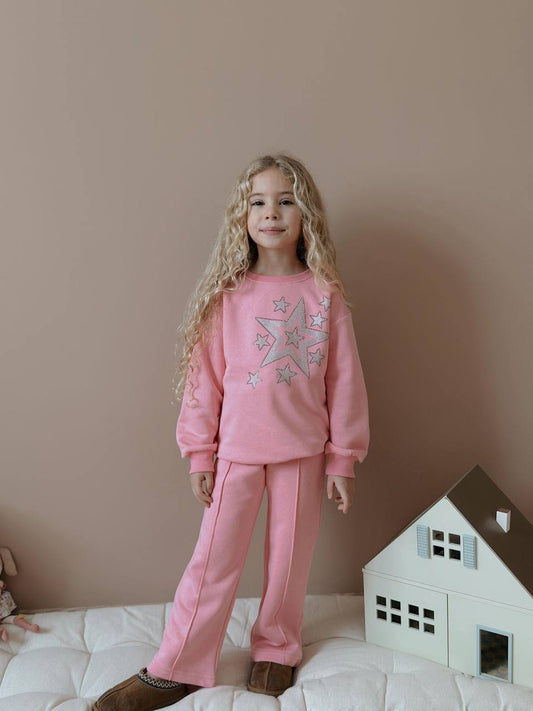 Stars pink -  fleece set