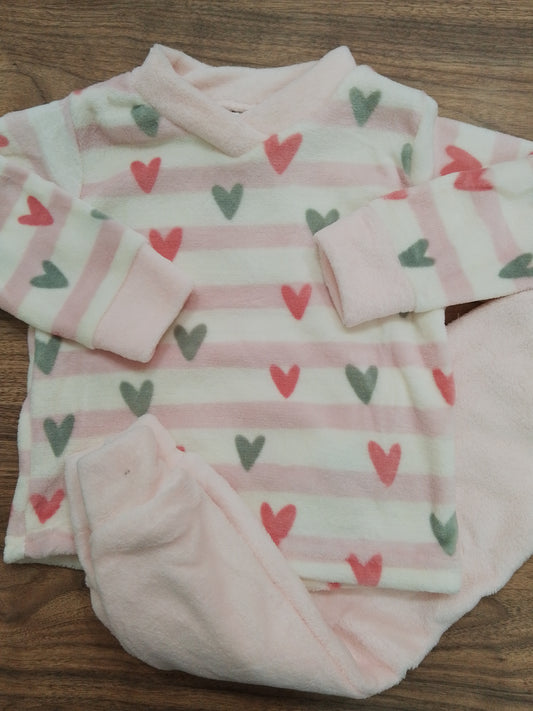 Hearts pjs pink  - fleece