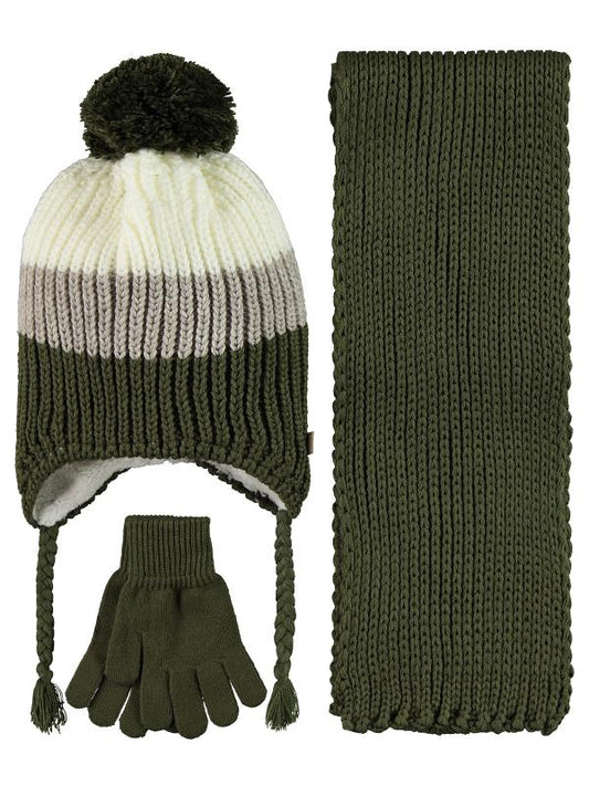 Khaki (6-9 years) - Scarf,beanie & gloves