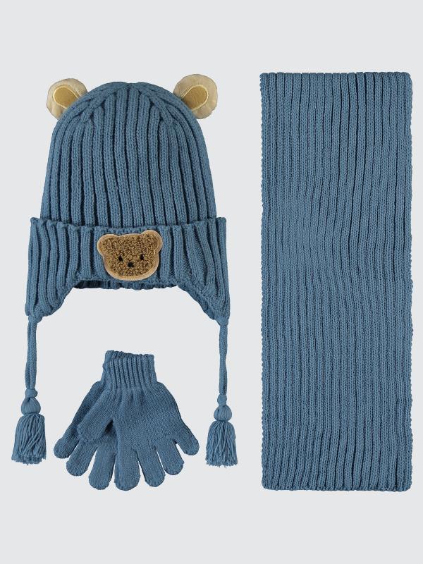 Blue bear (2-5 years) - Scarf,beanie & gloves