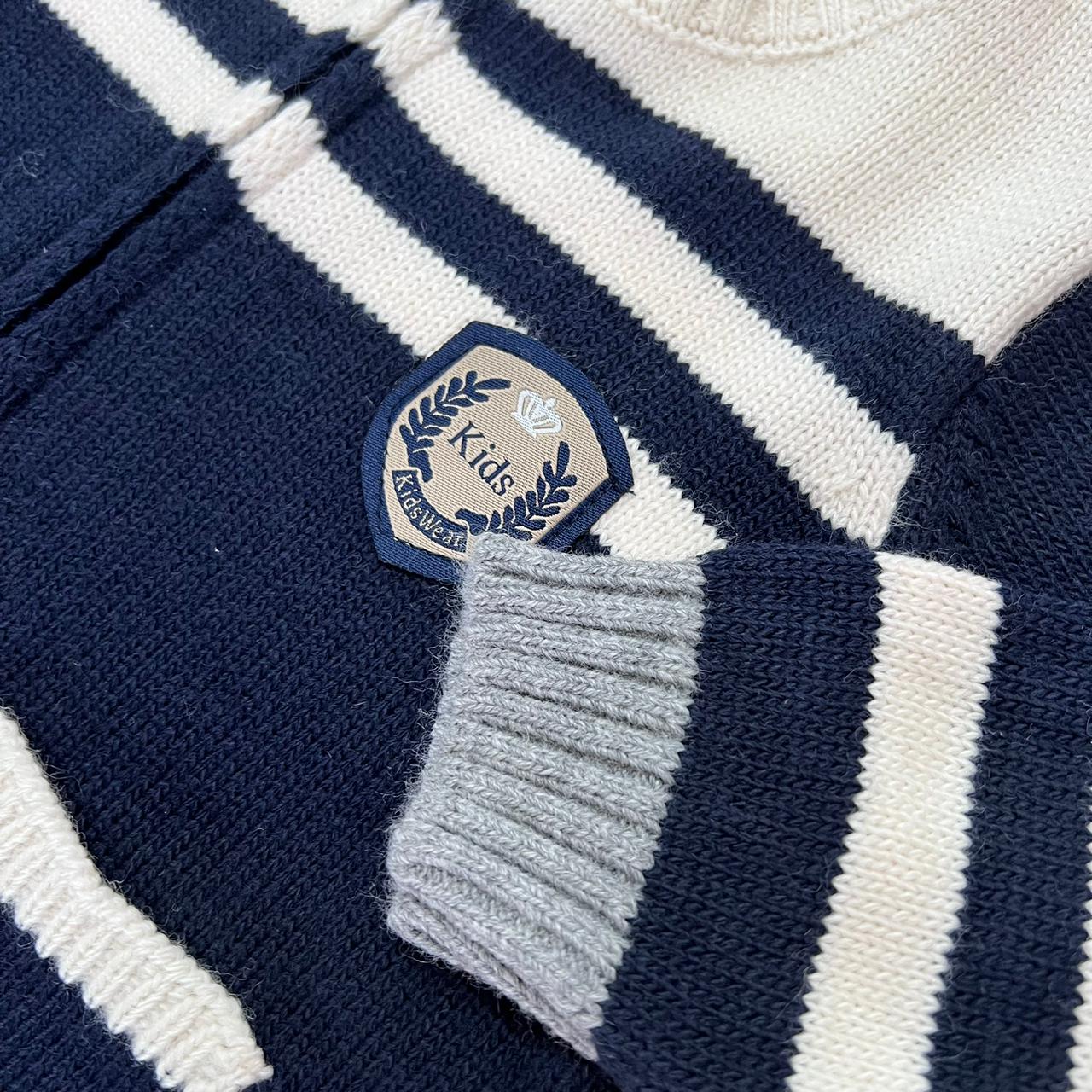 Kids beige  navy/ wool sweater