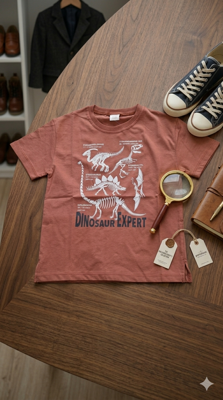 T_shirt orange dinosaur expert _divonette