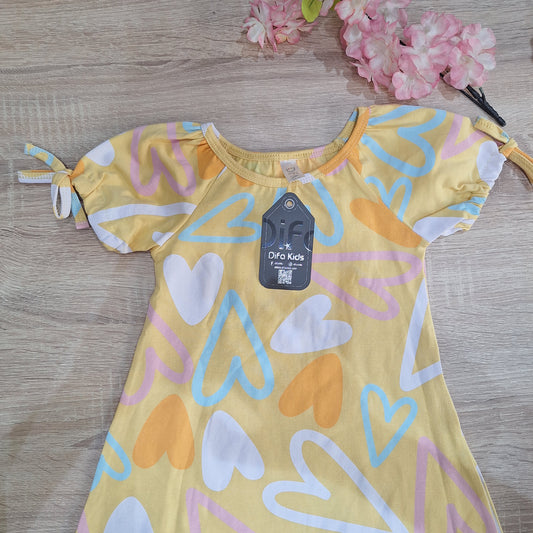 Yellow dress coloful hearts