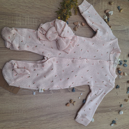 Overall cotton little flower pink