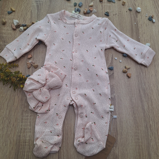 Overall cotton little flower pink