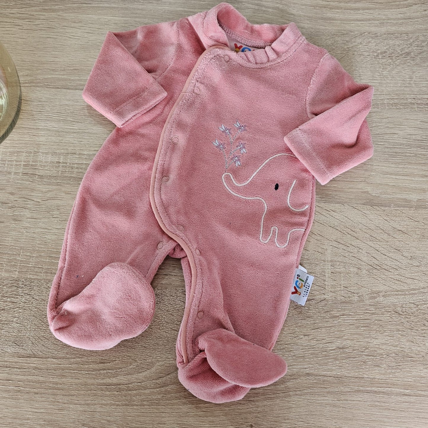 Pink Elephant- velvet overall