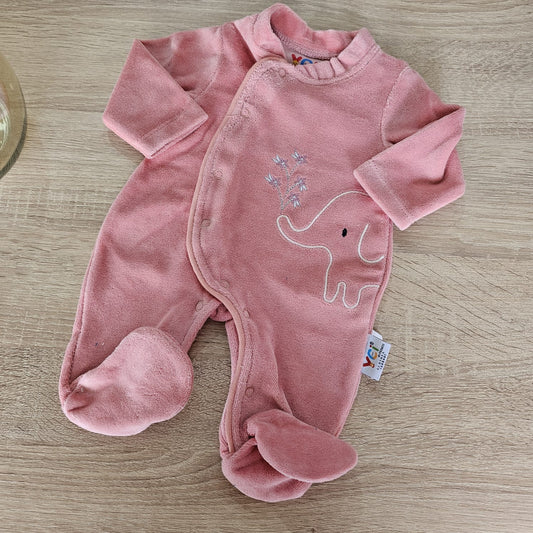 Pink Elephant- velvet overall