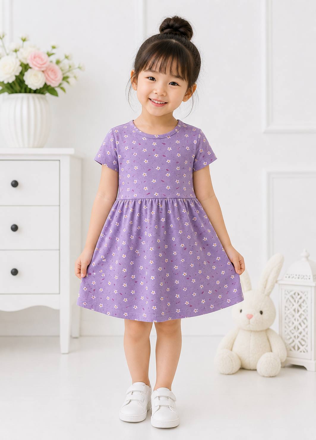 Cotton dress jasmine rose purpel_liliboom