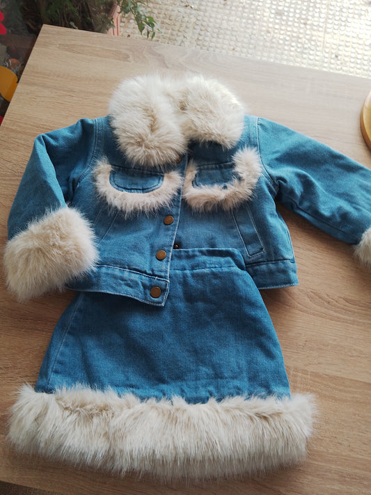 Fur denim Set