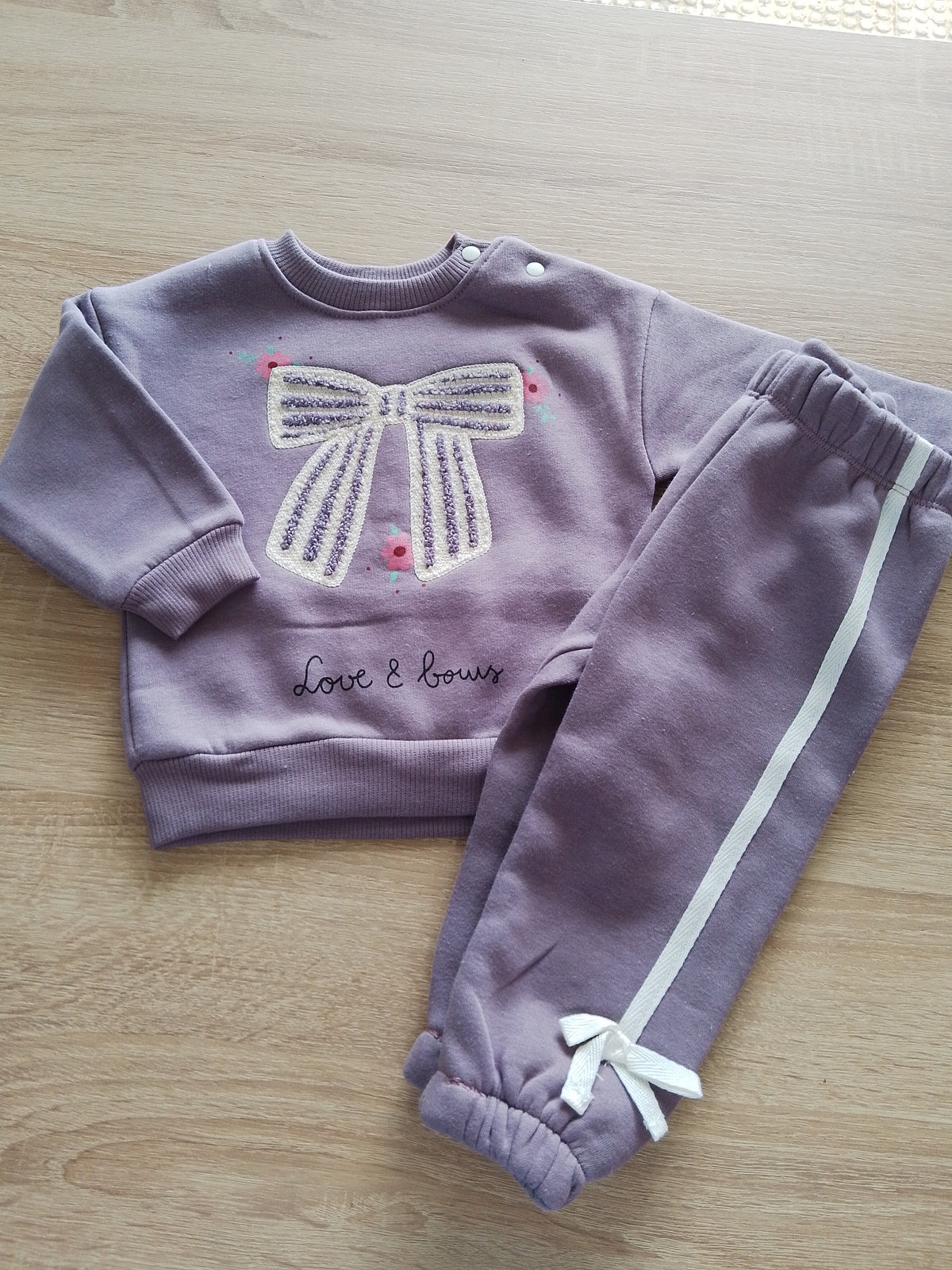 Bow purple- FLEECE SET