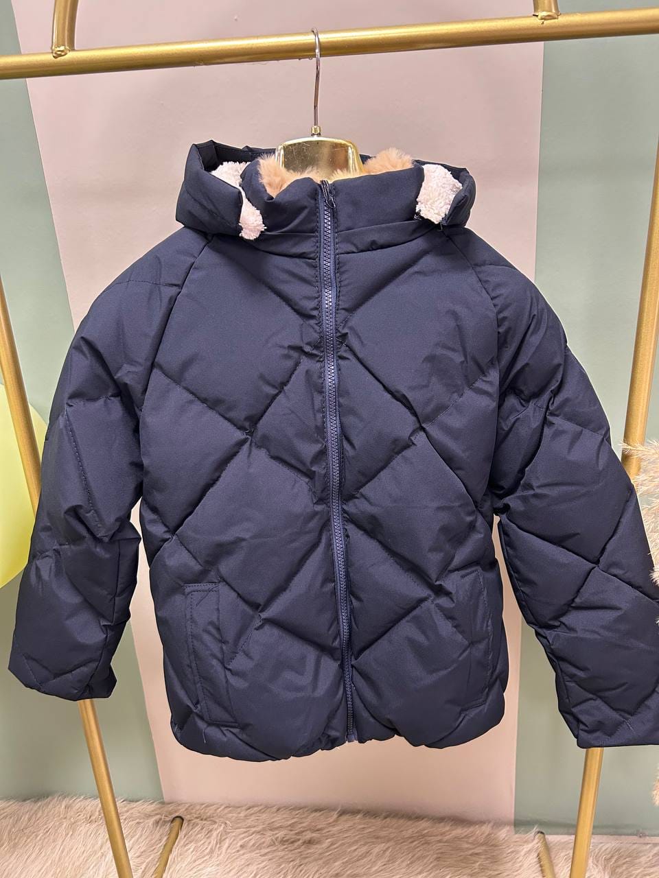 Jacket fur in side navy