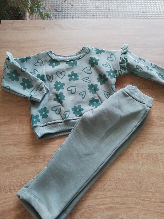Green heart flower - fleece set